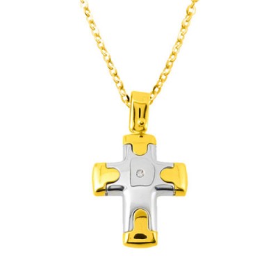 Χρυσός σταυρός Κ18 με brilliant